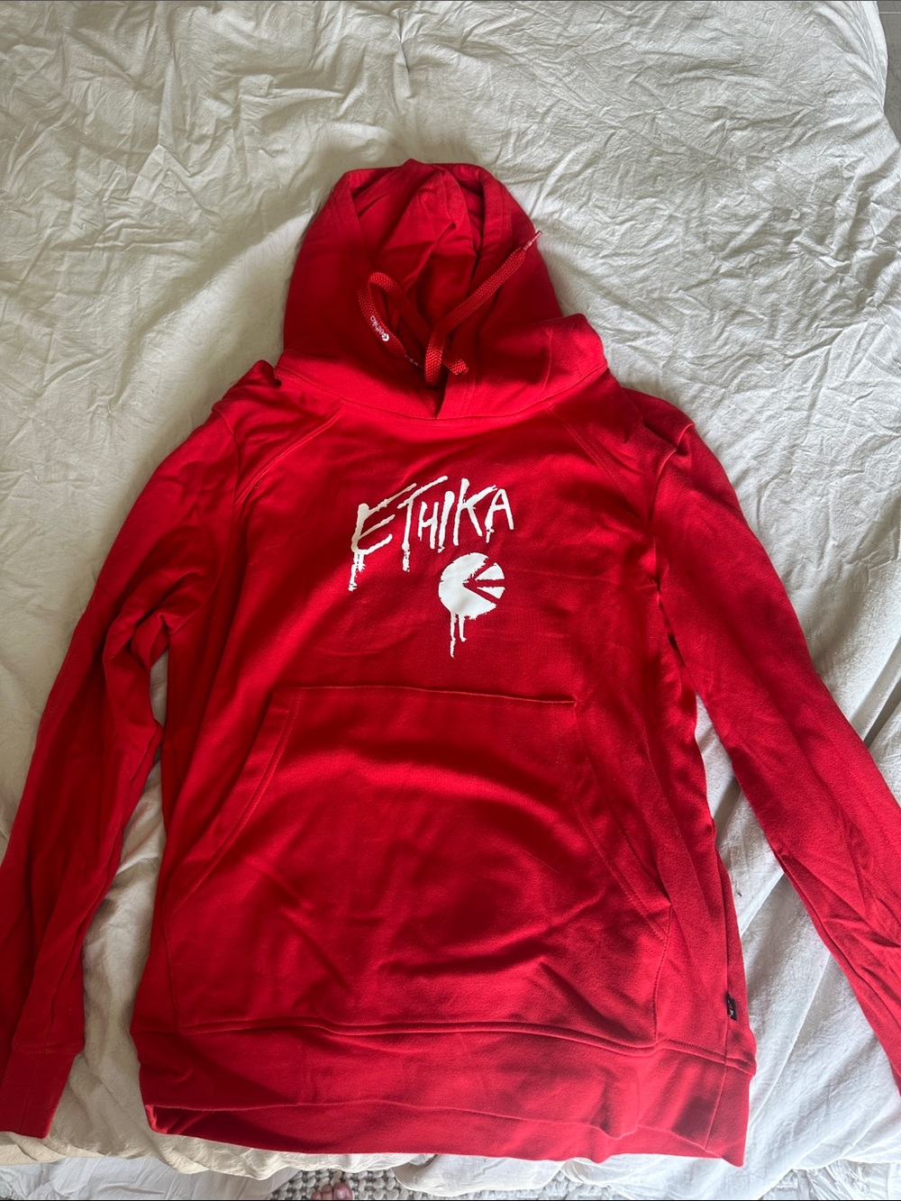 ethika Red Pullover Hoodie with White Logo